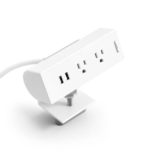 Power Points Outlet, 2 AC + 2 USB, 6' Cord, White