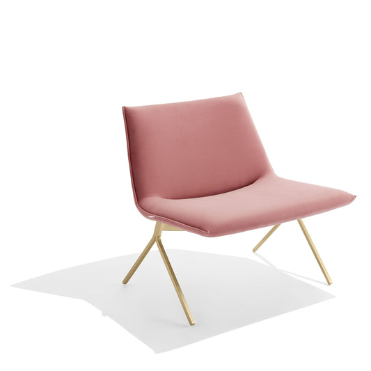 Meredith Lounge Chair - Dusty Rose Velvet with Brass Base
